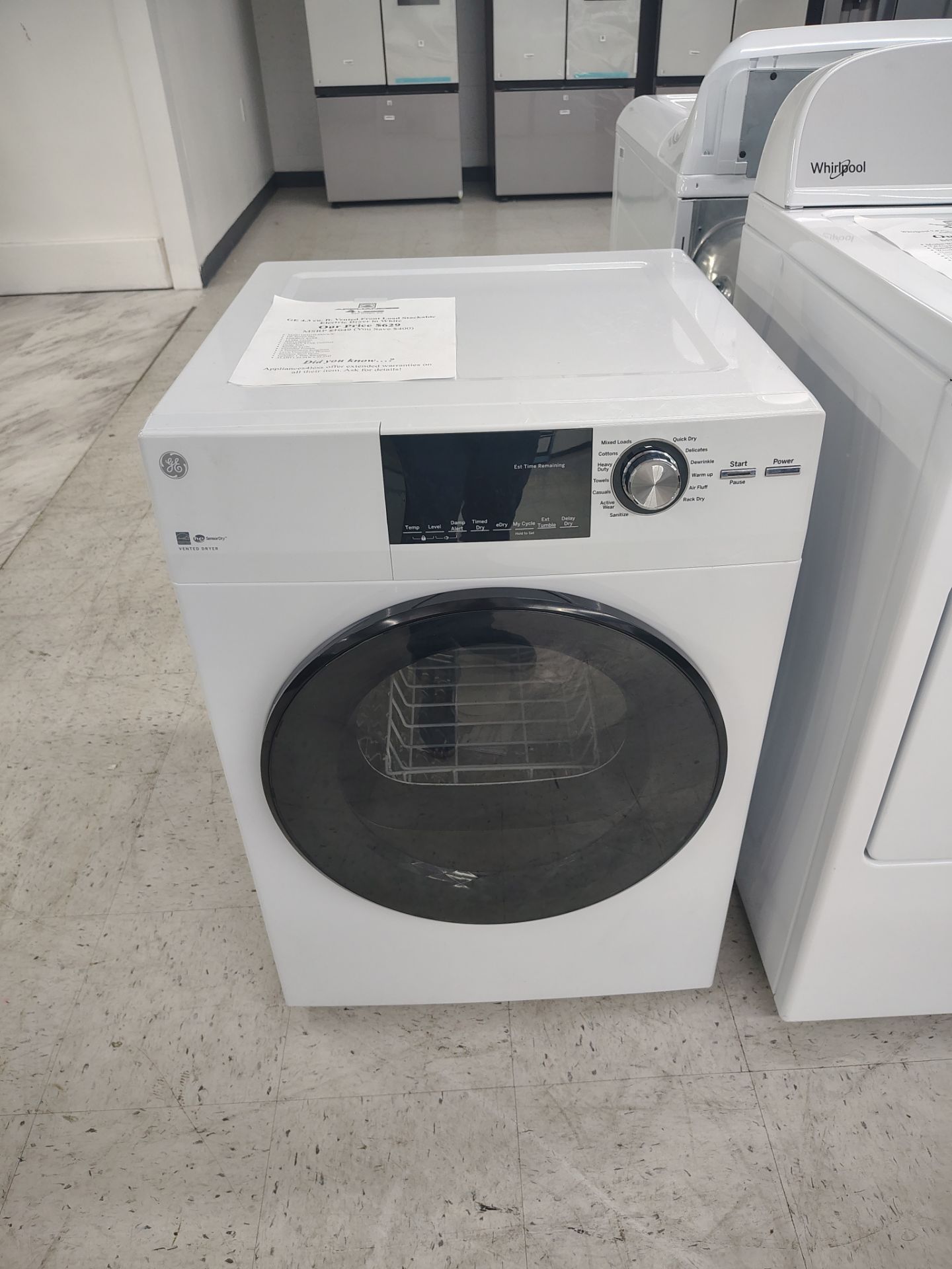 $629 (LIMITED TIME OFFER: FREE DELIVERY Within 20 Miles) GE Electric Front Load Compact Dryer
