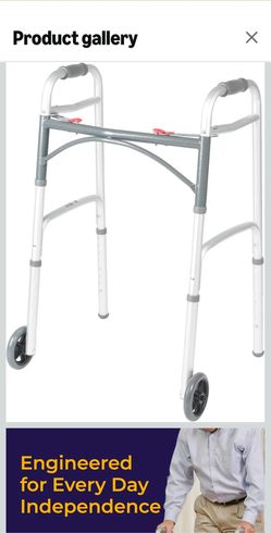 Drive Medical Two-Button Folding Walker with Wheels, Height Adjustable
Two-Button Rolling Walker Features Dual Push-Button Operation, Adjustable Heigh