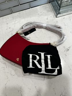Ralph Lauren Red Crosshatch Leather Shoulder Bag w/ Dust Bag