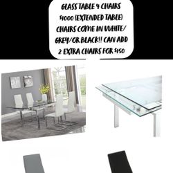 Table 4 Chairs Extended Table $1000