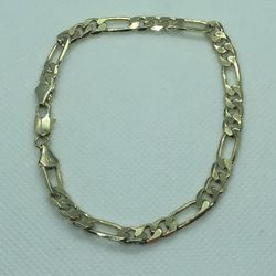 14k Gold Plated Figaro Bracelet 8"