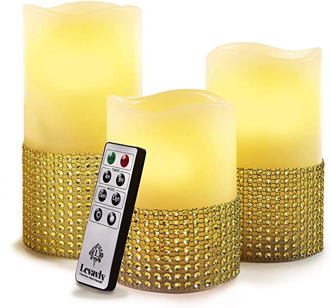 Levavly Flameless Candles Set of 3 – Real Wax LED Candles with Remote Control & Timer