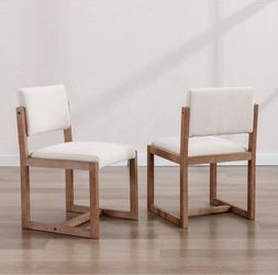 Set of 2 Modern Wood Upholstered Dining Chairs
