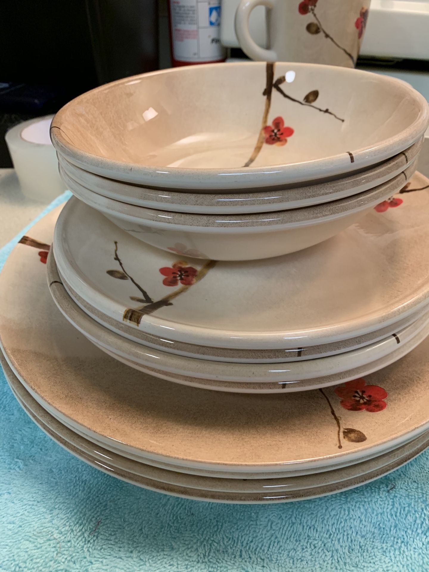 Vintage Royal Stafford radio 13 piece red blossom set made in England
