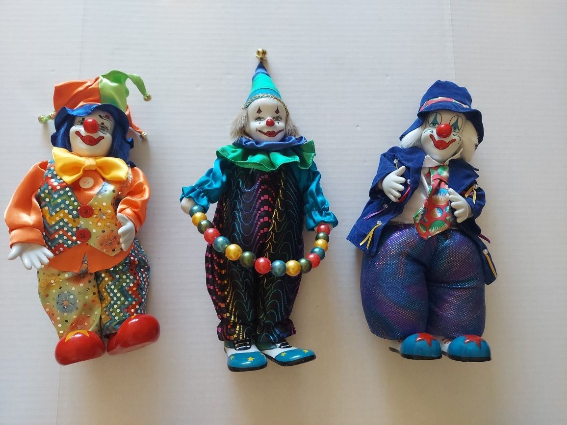 Assorted Vintage Musical Wind Up Porcelain Clown Dolls ($45 EACH)