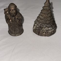 International Silver Company Silverplated Christmas Salt & Pepper Set – Santa & Tree