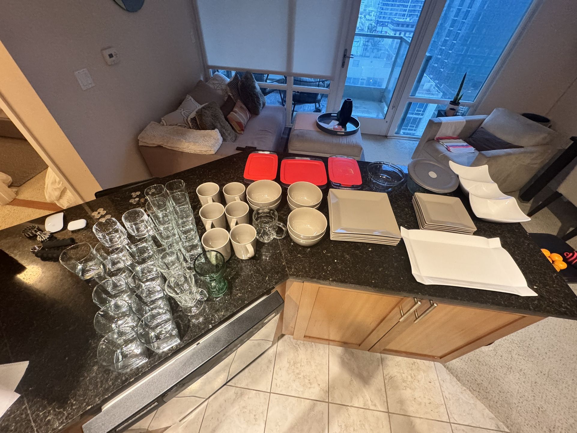 Cups, plates, bowls,