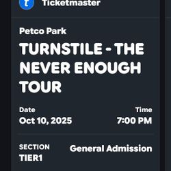 Turnstile Ticket $80