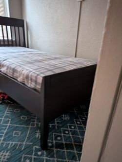 Twin Bed Frame Dark Brown Wood