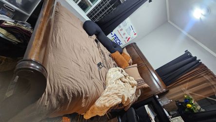 Queen sled bedframe and side night stand