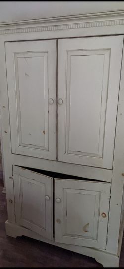 Beautiful All Wood Armoire Ivory
