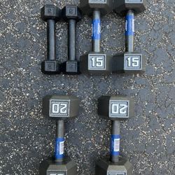 SET OF DUMBBELLS (PAIRS OF) :  5s  15s  20s  (will sell separately)