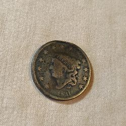 1831 Braided Large Cent Coin Small Date. 