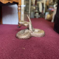 Coiled Gold Rattlesnake Statue 