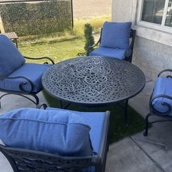 Patio,Outdoor Furniture Mediterranean Tuscany Cast Aluminum.4 Chairs,coffee Table.