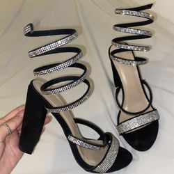 Black Sparkly Heels Size 6-6.5