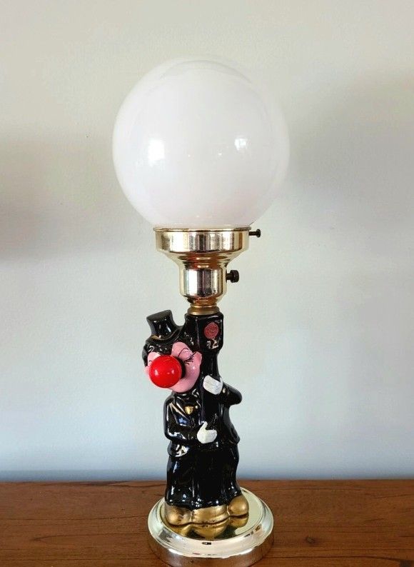 Vintage Charlie Chaplin Drunk Hobo Bar Lamp - 3 Way Red Nose Light