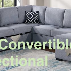 Large Boucle’ 4-Pcs Convertible Sectional (Finance & Delivery)