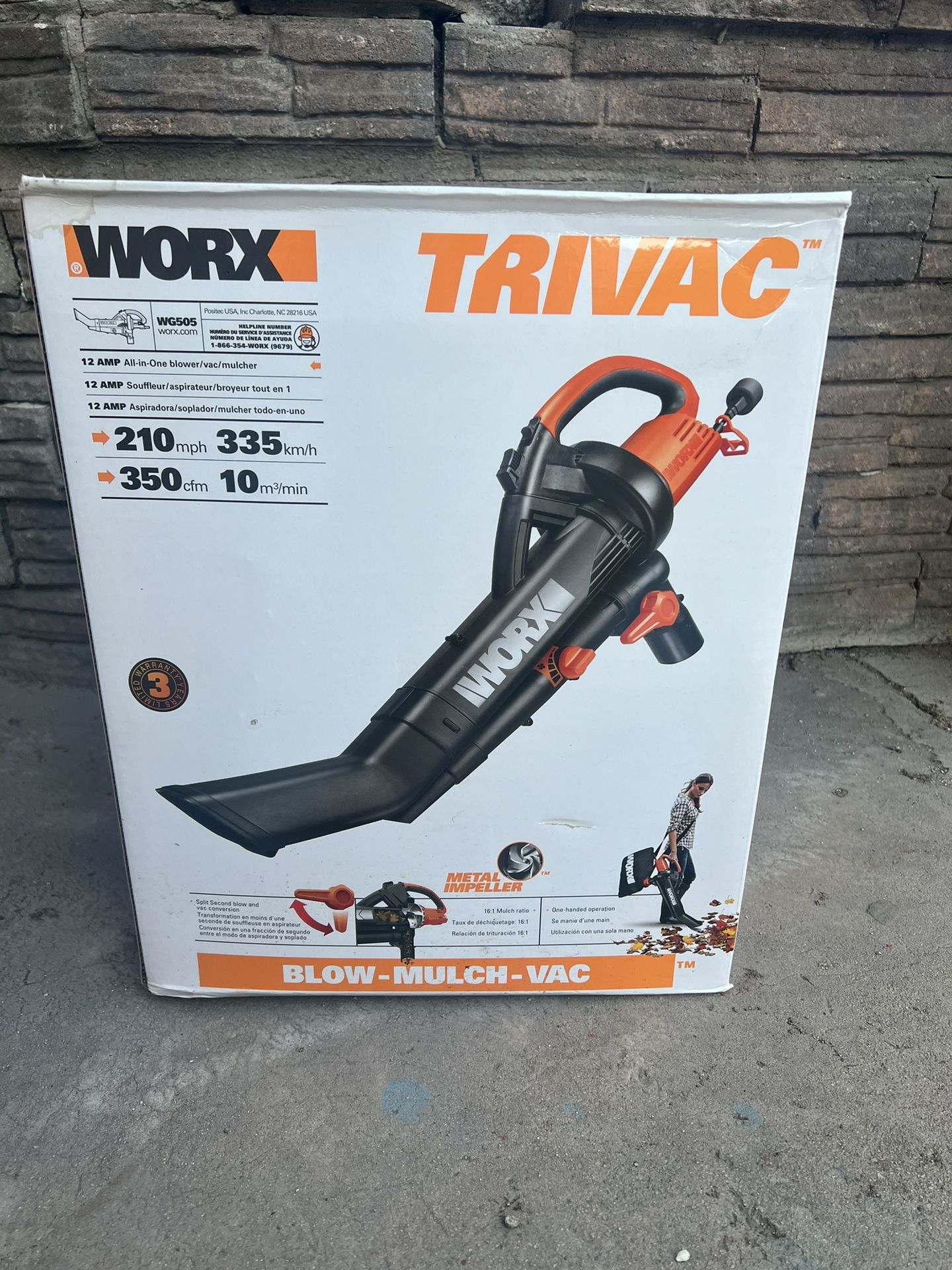 120 MPH 350 CFM 12 Amp Electric Leaf Blower/Mulcher/Vac with Metal