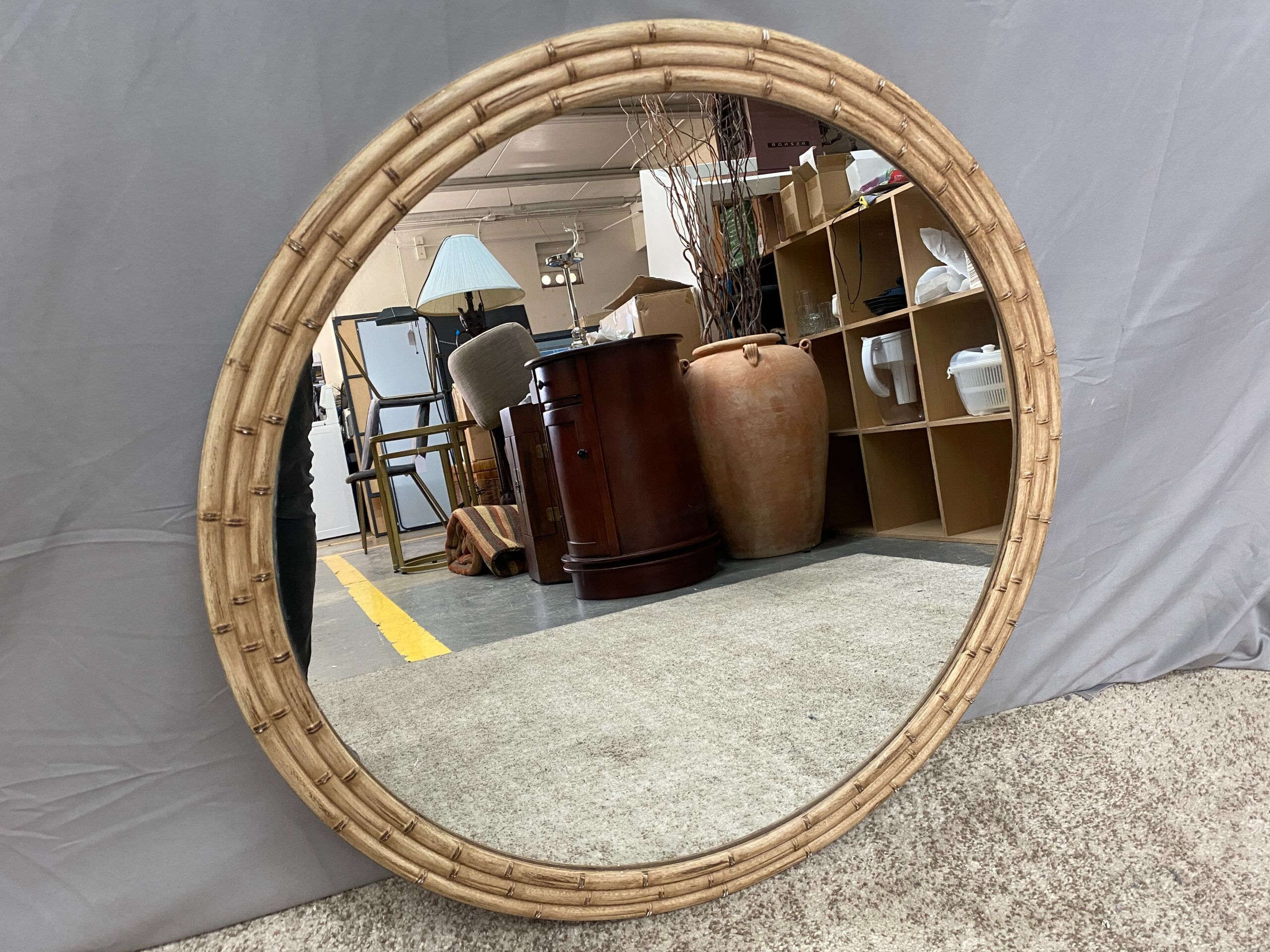 SHEFFIELD HOME Round Bamboo Framed Hanging Mirror