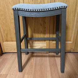Gray Wood And Cloth Stool 