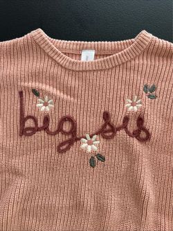 Big Sis Embroidered Kids Knit Sweater