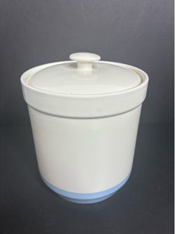 Mason Cash Canister Stoneware England 1800 Ivory Blue 7.5”