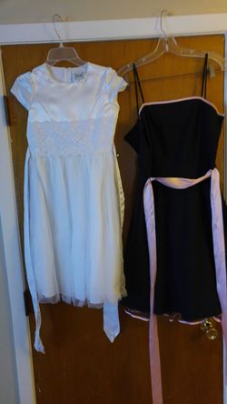 White formal dress, size 8. and formal black&pink, size medium