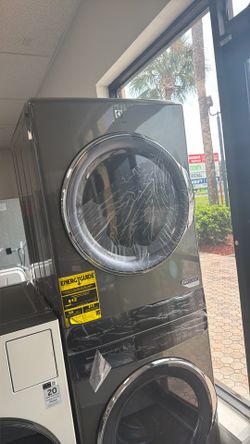 New scratch and dent Electrolux front load 27 “ stackable washer and dryer unit. 1 year manufacturing warranty