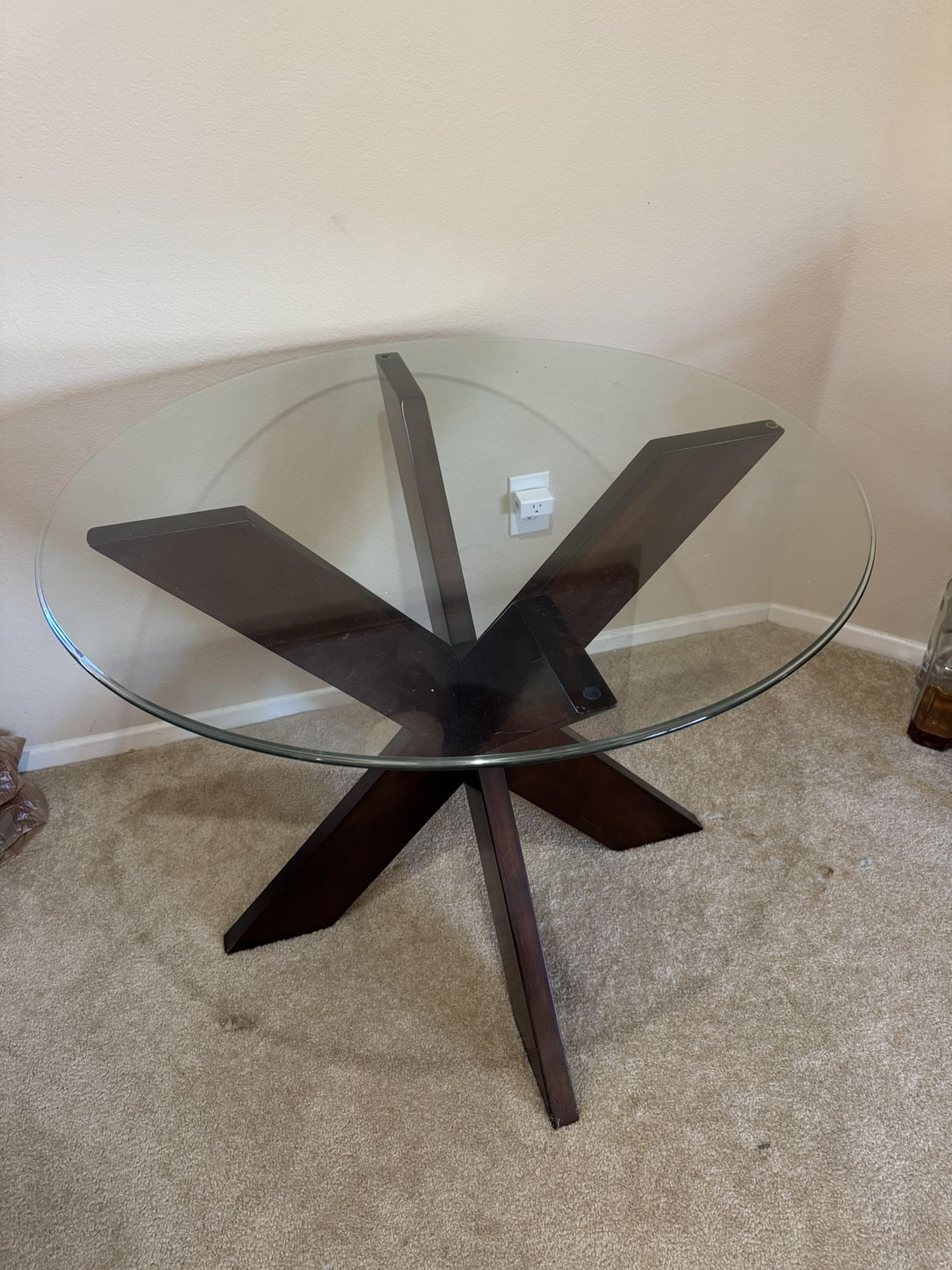 36” Round Glass Top Dining Table
