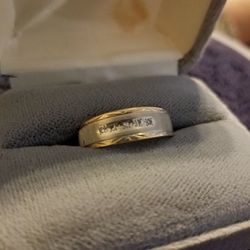 14 K Rare...Wore it 2 times before divorce! Nice! Vintage Designer Stamped 14 K Starfire W & G Band /Over 45 Yrs..6 mm  Wide 5.25 gr. Natural 5 diamon