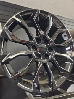 22x9 black rims 6 lug 6x139 6x5.5 on new tires 305 40 22