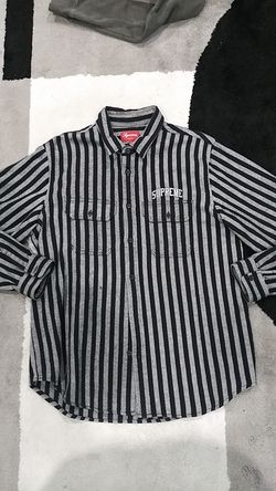 Authentic Supreme stripe button up large wool