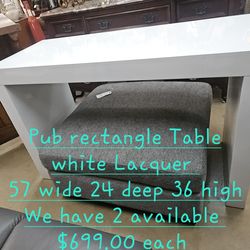 Pub Table White Lacquer We are located at 2811 East Bell road. Another Time Around Furniture.