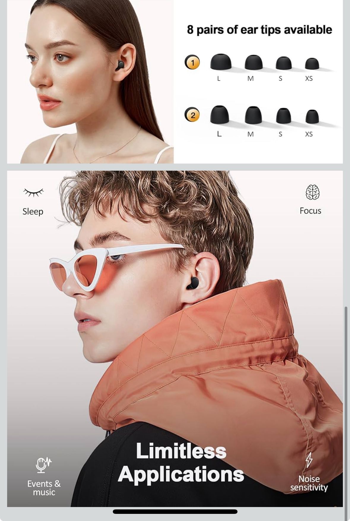 2-4 Ear Plugs for Sleeping Noise Cancelling, 45dB Noise Reduction Earplugs for Sleep, Concert, Snoring, Parenting & Noise Sensitivity Relief, Hearing 