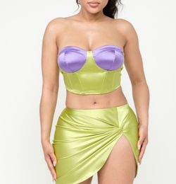 Green and Purple Skirt Set
