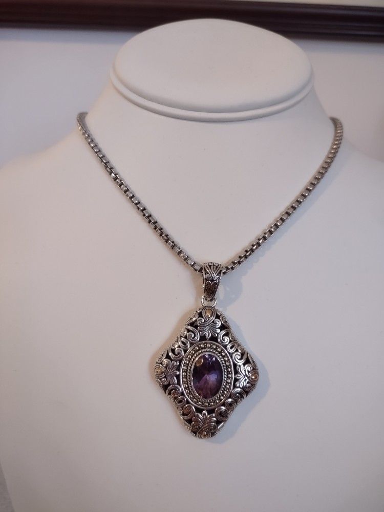 Sterling silver amethyst pendant ONLY