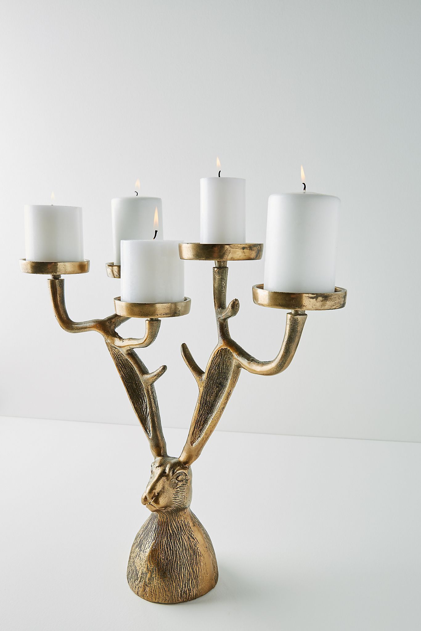 🐰 anthropologie jackalope candelabra pillar candle holder rabbit hare