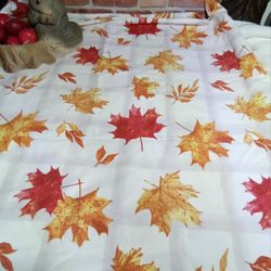 Fabric Fall Leaf Table Linen 🍁 Rectangle Large Autumn Leaves Dining Tablecloth