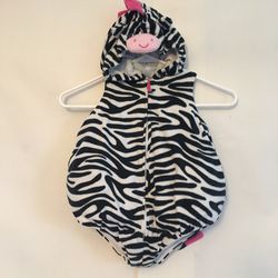 CARTER'S Infant Toddler ZEBRA Sz 18M Hooded Zipper Sleeveless Costume