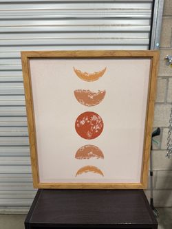 Boho Moon Phase Framed Wall Art – 15.5” x 13.5”