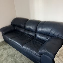 Navy Leather Sofa