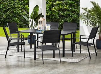 Mainstays Dashwood 7-Piece Steel Outdoor Dining Set, Black