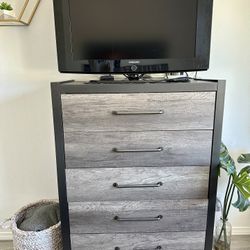 5 Drawer Chest Dresser Gray Dark Brown