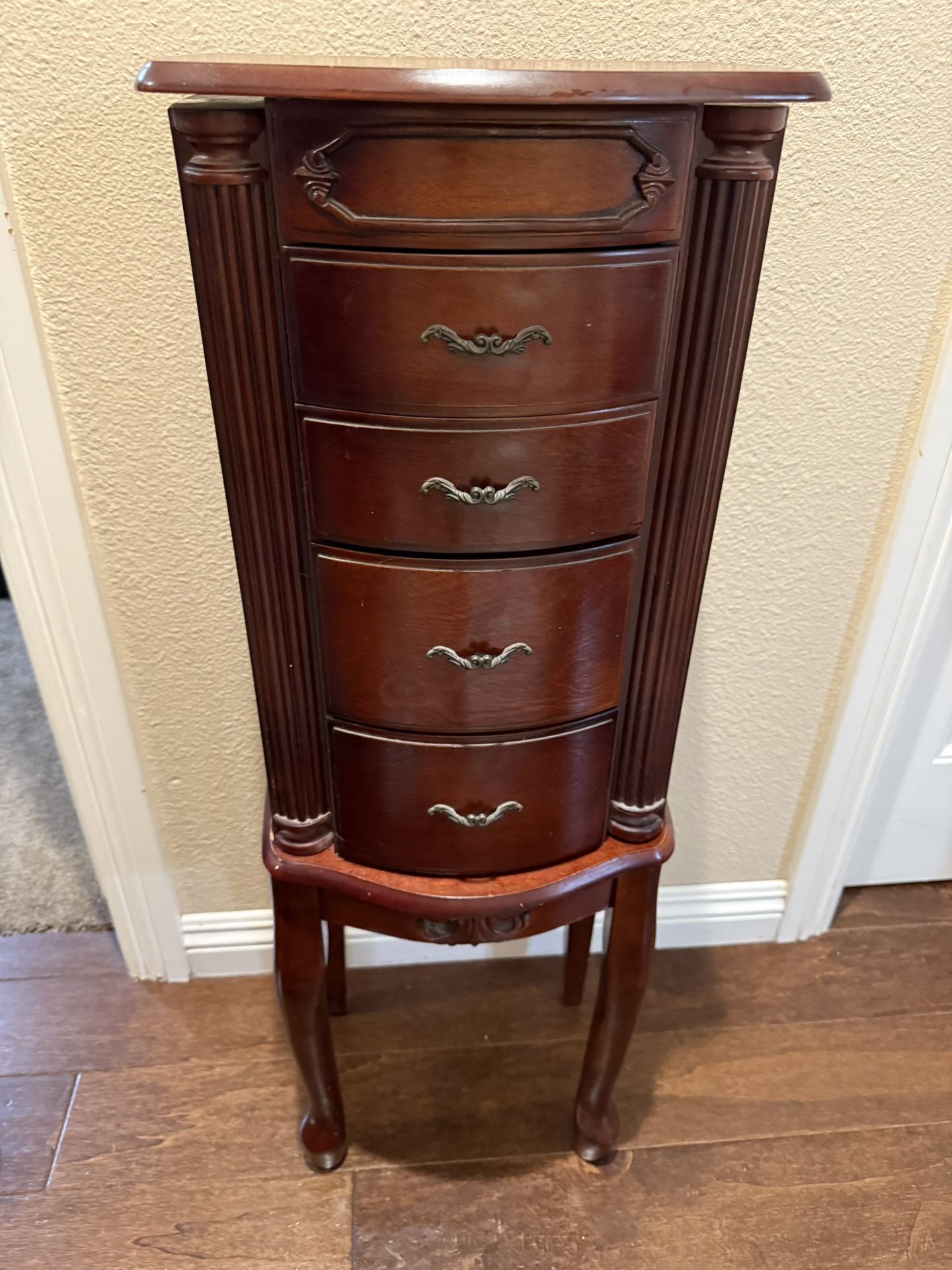 Jewelry Cabinet, Dark Walnut, Jewelry Armoire With Mirror