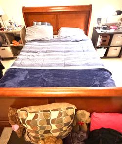 Cherry Wood Sleigh Bed Frame