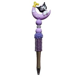 Kuromi Moon Sanrio Rhinestones Custom Beaded Ballpoint Twist Pen Topper Violet