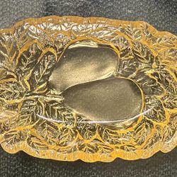 Vintage Tiara Exclusive Sweet Pear pickle dish in yellow mist glass 9.25” long  