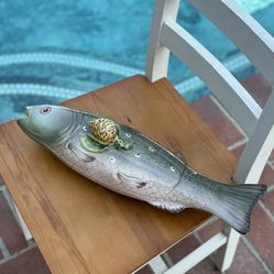 Large Italian Hand Painted Tiffany's Ceramic Trout Tureen