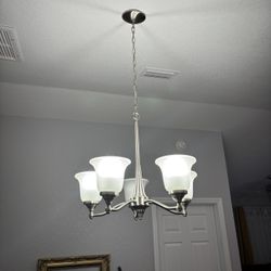 Brushed Nickel 5-Light Chandelier – Excellent Condition